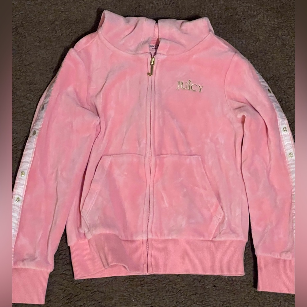 Kids Y2K Juicy Couture Pink Velour Track Jacket